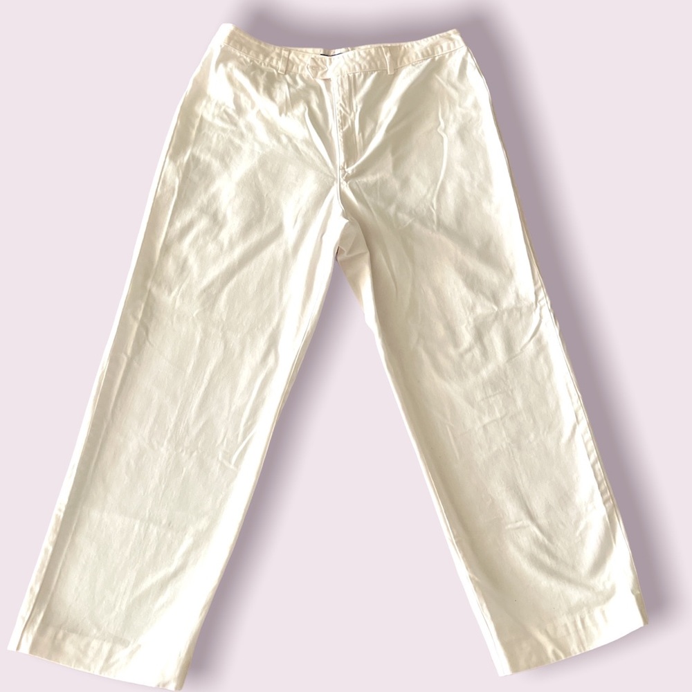 SO BLUE  flat front  wide leg white pants EUC Sz 14